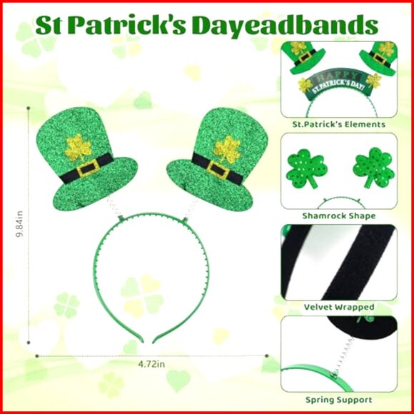 St Patrick\'s Day Headband Set of 9 Shamrock Clover Hair Accessories main image 5